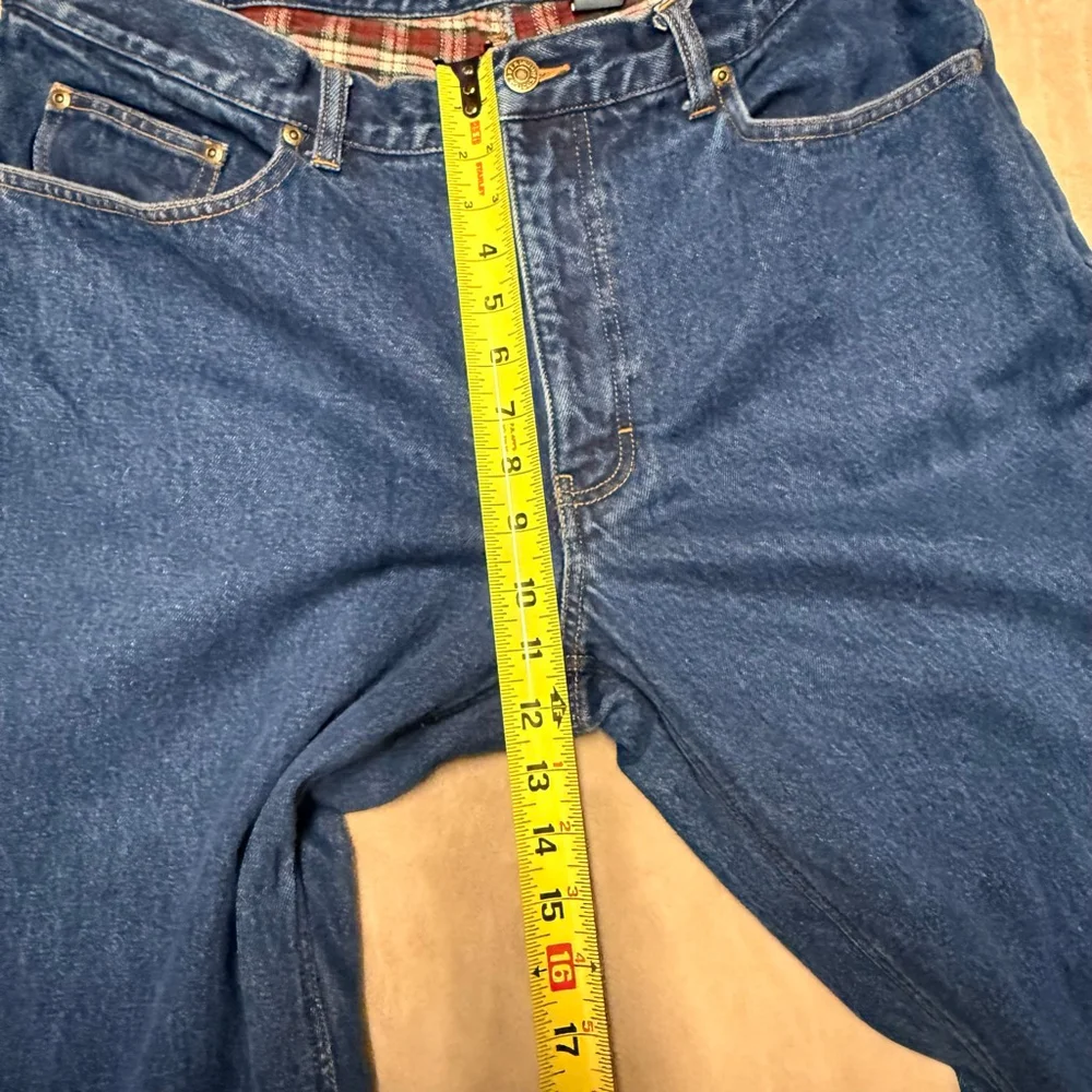 Men's Eddie Bauer Blue Plaid Lined Straight Jeans 38x32